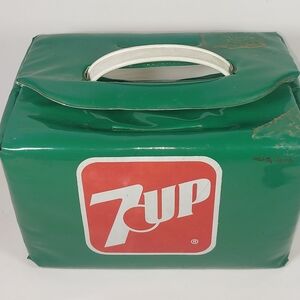 Vintage 7-UP Soft Vinyl 6 Pack Cooler Lunch Box Bag 1960's Advertising